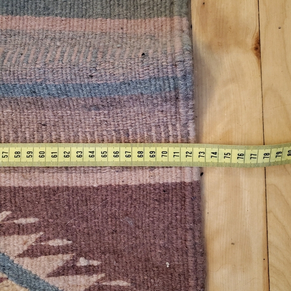 VINTAGE MEXICAN ZAPOTEC HAND WOVEN WOOL FRINGED SOUTHWEST DESIGN THROW - Picture 4 of 5